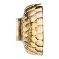 Gold-hued glass bowl with a textured, petal-like pattern and smooth rim, perfect for elegant tabletop decor.