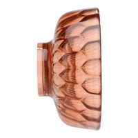 Amber glass bowl with textured leaf pattern, showcasing warm orange hues for a stylish decor accent.
