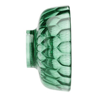 Green textured glass bowl featuring a leaf-like pattern, adding elegance to any decor.