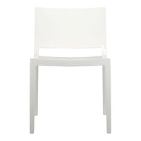 White minimalist chair with a sleek, smooth finish and modern design. Perfect for contemporary spaces.