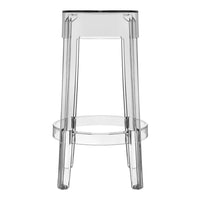 Transparent acrylic bar stool with a sleek, minimalist design and contemporary, clear finish.