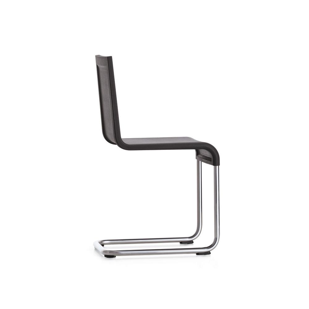 Sleek black chair with smooth curved lines and a chrome base, showcasing minimalist modern design.