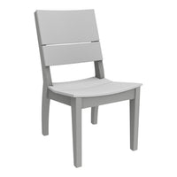 Gray wooden chair with a simple design, featuring a smooth, solid finish and horizontal slats on the backrest.