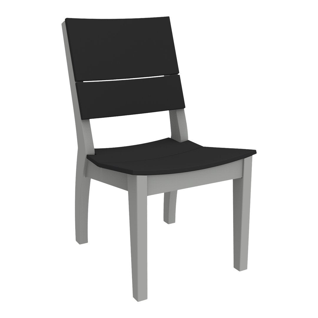 Modern black chair with a sleek gray wooden frame and minimalist design. Perfect for contemporary decor.