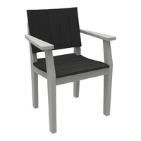 Black slatted seat with gray wooden frame, perfect for a modern outdoor or indoor chair design.