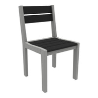 Modern chair featuring a sleek black seat and backrest with a minimalist gray frame. Perfect for contemporary spaces.