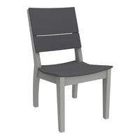 Gray wooden chair with a sleek, modern design and minimalist patterns for a contemporary look.
