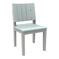 Light gray wooden chair with a slatted back and seat, featuring a modern, minimalist design.