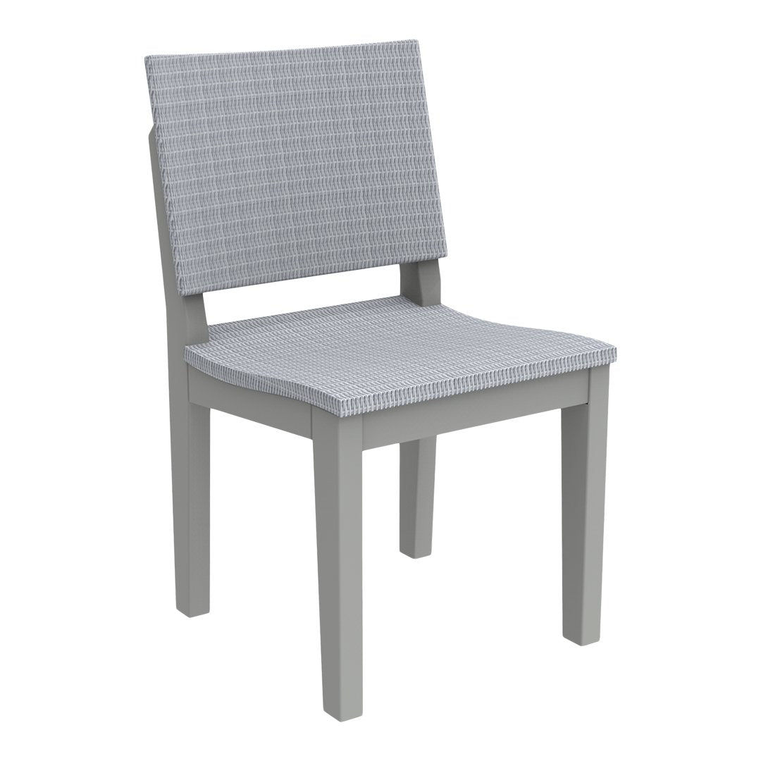 Gray chair with a textured checkered pattern on the seat and backrest, complemented by a solid gray frame.