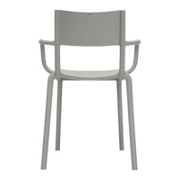 Gray modern chair with minimalist design and smooth, solid finish. Perfect for contemporary spaces.