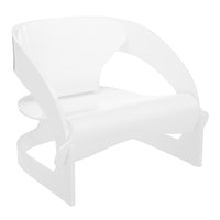 Stylish modern chair in a sleek, solid white finish with a minimalist design and smooth curves. Perfect for contemporary decor.