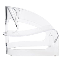 Clear acrylic chair with a sleek, modern design, showcasing smooth curves and transparency for a minimalist look.