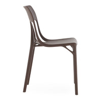Brown modern chair with sleek, ergonomic design and smooth, matte finish. Ideal for contemporary interiors.
