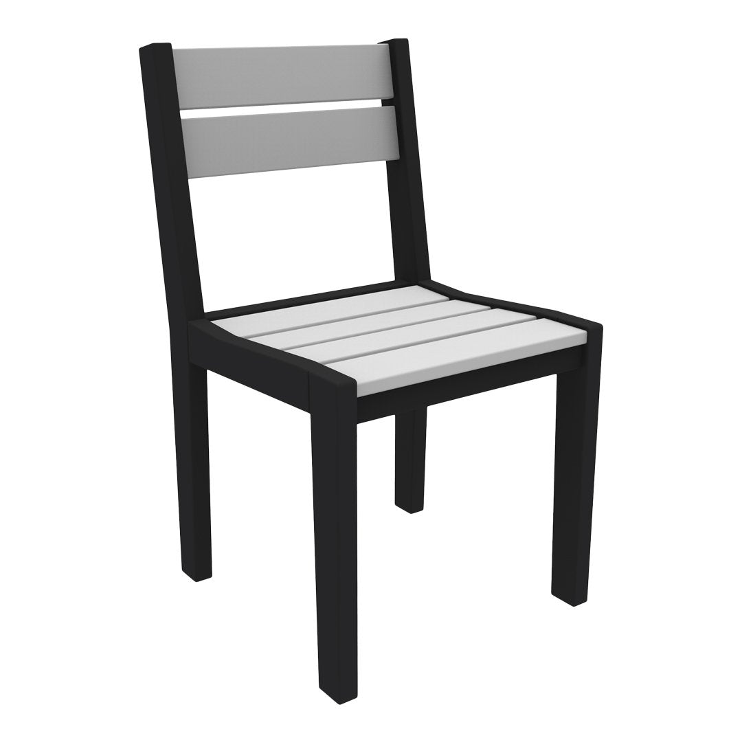 Black and gray outdoor chair with sleek lines and a modern minimalistic design. Perfect for contemporary spaces.