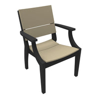 Beige seat and backrest with sleek black frame, featuring minimalistic design and clean lines. Perfect for modern decor.