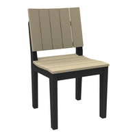 Taupe slatted seat and backrest with a black frame, perfect for modern outdoor or indoor decor.