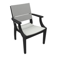Modern outdoor chair featuring a sleek gray backrest and white seat with a black frame for a stylish look.