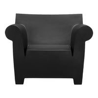 Black modern armchair with a sleek design and smooth, solid finish, perfect for contemporary decor.
