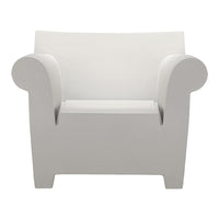 Modern white armchair with smooth, minimalist design and curved arms. Perfect for contemporary decor.