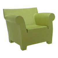 Lime green modern armchair with a sleek, minimalist design and solid color finish. Perfect for contemporary decor.
