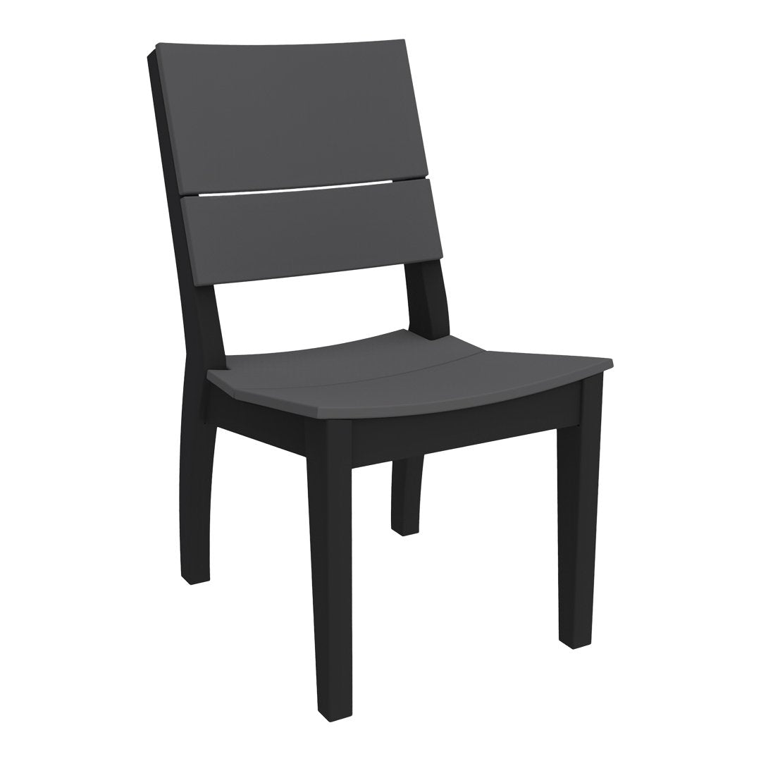 Black wooden chair with a sleek, minimalist design and smooth, solid color finish. Ideal for modern decor.