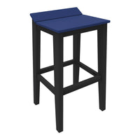 Navy blue seat with a sleek black frame, perfect for modern decor. Simple and stylish bar stool design.
