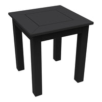 Black square side table with a smooth surface and simple, modern design. Ideal for any decor style.
