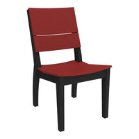 Red and black modern chair with a sleek, minimalist design and slatted backrest for a stylish look.