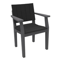 Black wooden chair with a slatted back and seat, featuring a modern gray finish. Ideal for outdoor or indoor use.