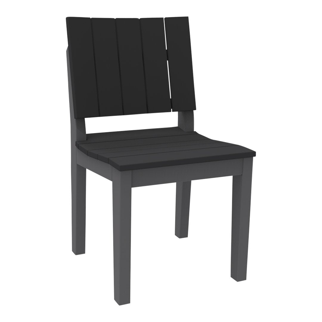Black slatted dining chair with a sleek, modern design and a matte finish for a contemporary look.