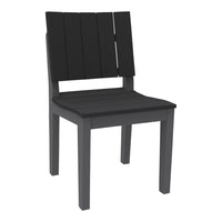 Black slatted dining chair with a sleek, modern design and a matte finish for a contemporary look.