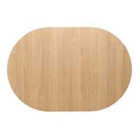 Light oak oval table surface with a smooth, natural wood grain pattern. Ideal for modern decor.