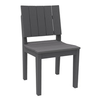 Gray slatted chair with a clean, modern design, perfect for outdoor or indoor settings.
