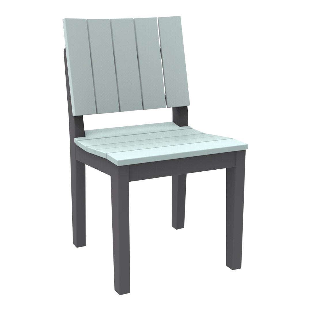 Light gray slatted seat with a dark gray frame, perfect for modern outdoor or indoor settings.