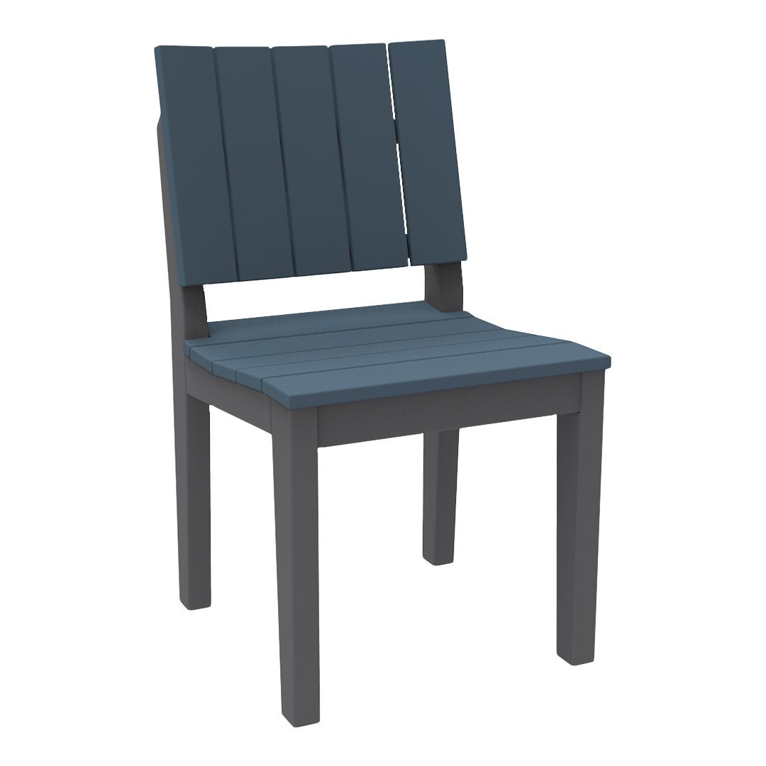 Dark slate gray slatted chair with a matching seat, offering a modern, sleek design for any space.