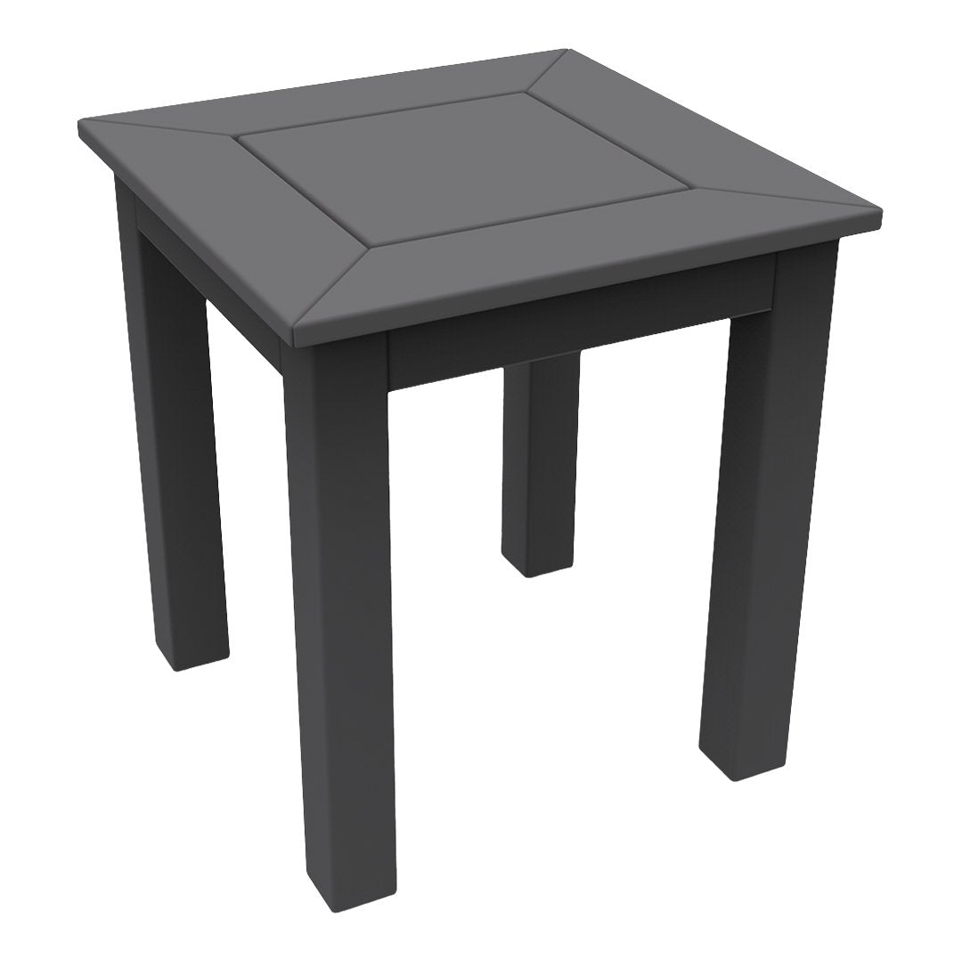 Square black side table with a smooth surface and clean lines, designed for contemporary decor.