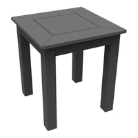Square black side table with a smooth surface and clean lines, designed for contemporary decor.