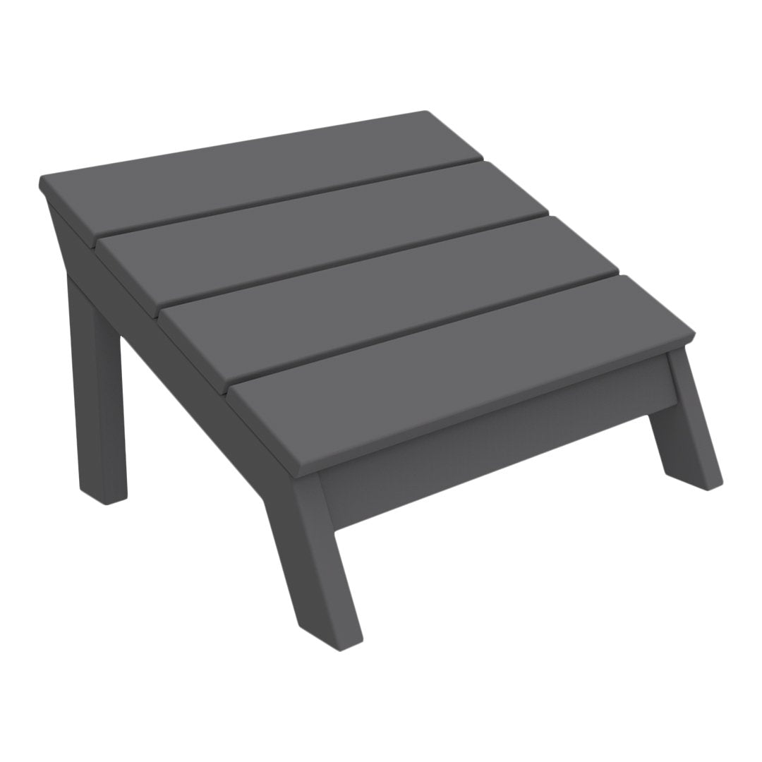 Gray slatted outdoor footrest with a modern design for comfortable relaxation. Perfect for patios and decks.