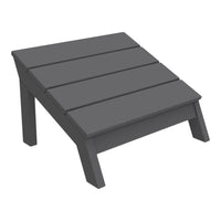 Gray slatted outdoor footrest with a modern design for comfortable relaxation. Perfect for patios and decks.