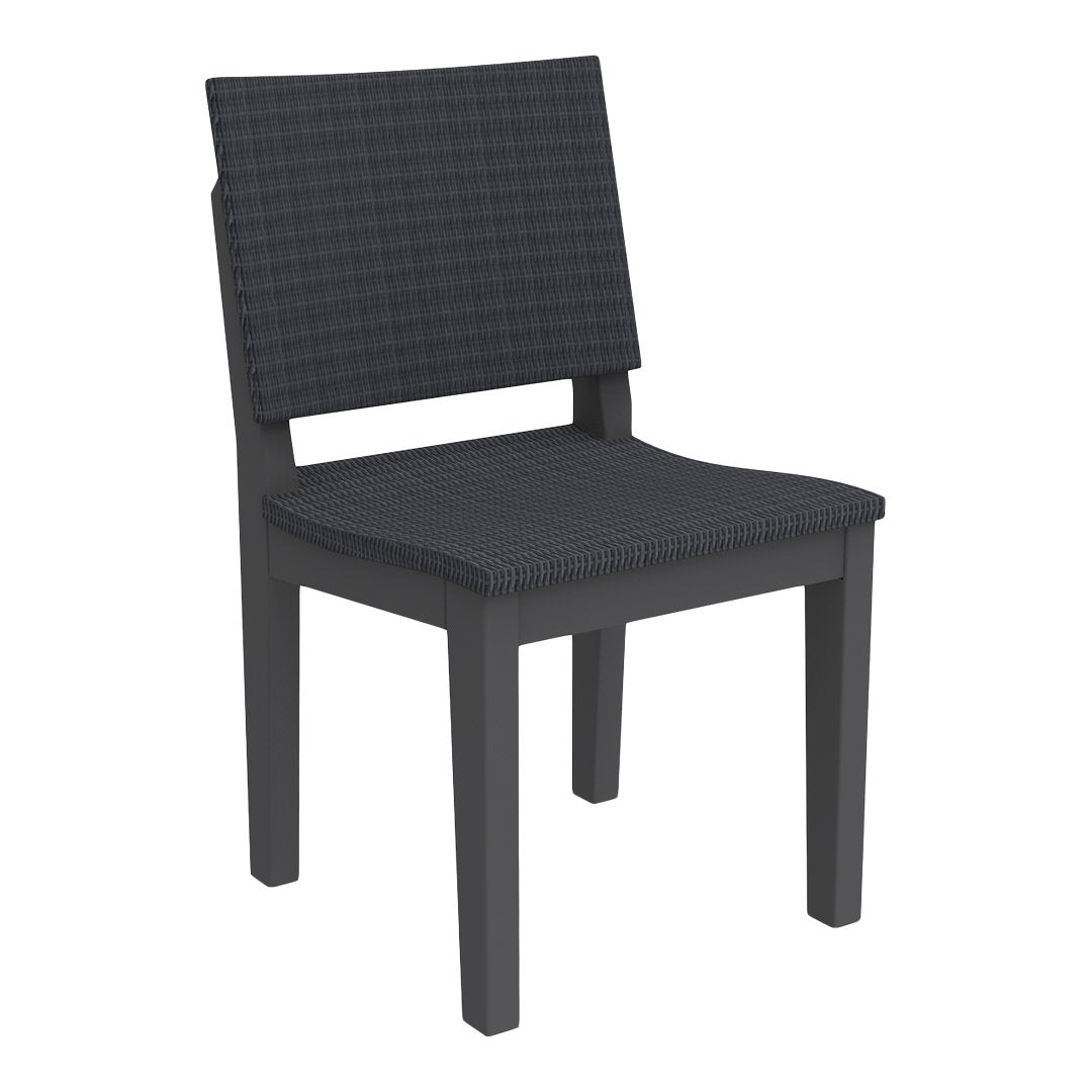 Black checkered dining chair with a sleek wooden frame, perfect for modern and minimalist interiors.