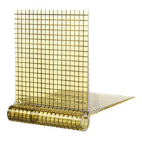 Yellow grid pattern mesh sheet, showcasing a transparent golden hue with a geometric square design.