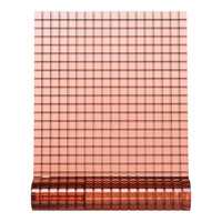 Translucent copper sheet with a grid pattern, featuring a warm, metallic sheen and a smooth surface texture.