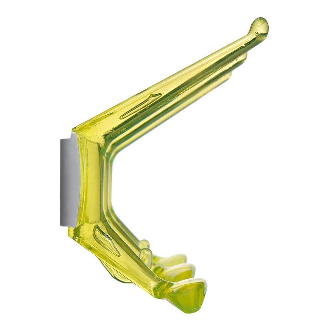 Bright yellow wall hook with a sleek, modern design and smooth finish. Ideal for stylish storage solutions.