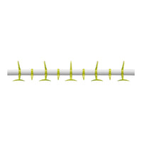 Bright green hooks on a sleek white bar, ideal for stylish organization. Perfect blend of modern design and functionality.