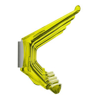 Bright yellow wall hook with a sleek, modern design and three textured prongs for added grip.