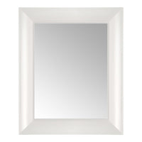White framed rectangular mirror with a sleek, smooth surface and simple, modern design. Perfect for any space.