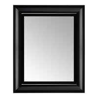 Black rectangular frame with a simple, smooth finish surrounding a clear mirror.