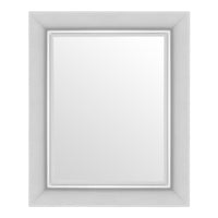 White rectangular mirror with a sleek, minimalist frame, perfect for modern decor.