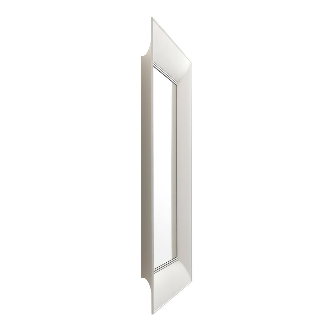 White rectangular mirror frame with a sleek, modern design, featuring clean lines and a glossy finish.