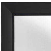 Black-framed square mirror with a sleek, modern design and smooth surface, perfect for contemporary decor.